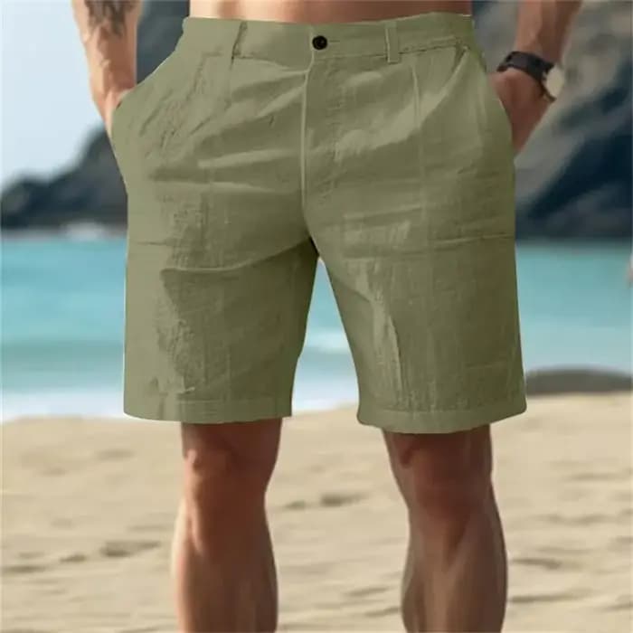 Shorts de plage pour hommes, décontractés, amples, longueur genou, en coton et lin, pour l'été, nouveaux pantalons de sport pour hommes