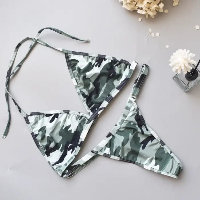 Circyy Bikini ensemble femmes Sexy Camouflage maillot de bain deux pièces tongs dos nu maillot de bain pour femme bain été 2025 mode maillots de bain