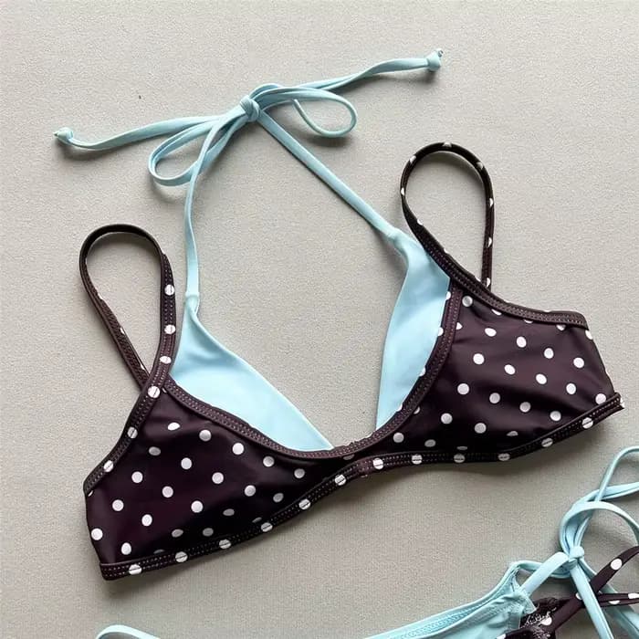 Maillot de bain femme sexy marron imprimé micro string