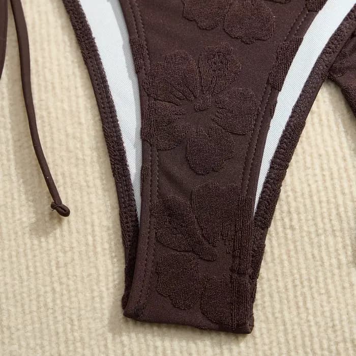 Sexy Bikini ensemble femmes licou Push Up soutien-gorge jupe 3 pièces maillot de bain couvrir string maillots