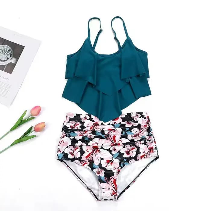 Maillot de bain séduisant élégant noir Double volants maillot de bain dos nu amovible rembourré Biki