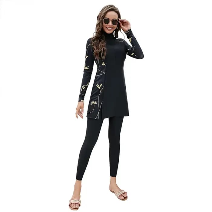 Maillot de bain musulman islamique pour femmes, patchwork modeste, manches longues, burkinis, maillo