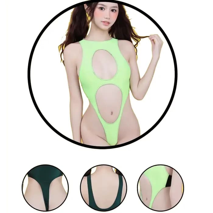 Femmes Sexy brillant une pièce Double creux couleur bloc sans manches haute fente string maillots de bain serré body maillot de bain maillots de bain