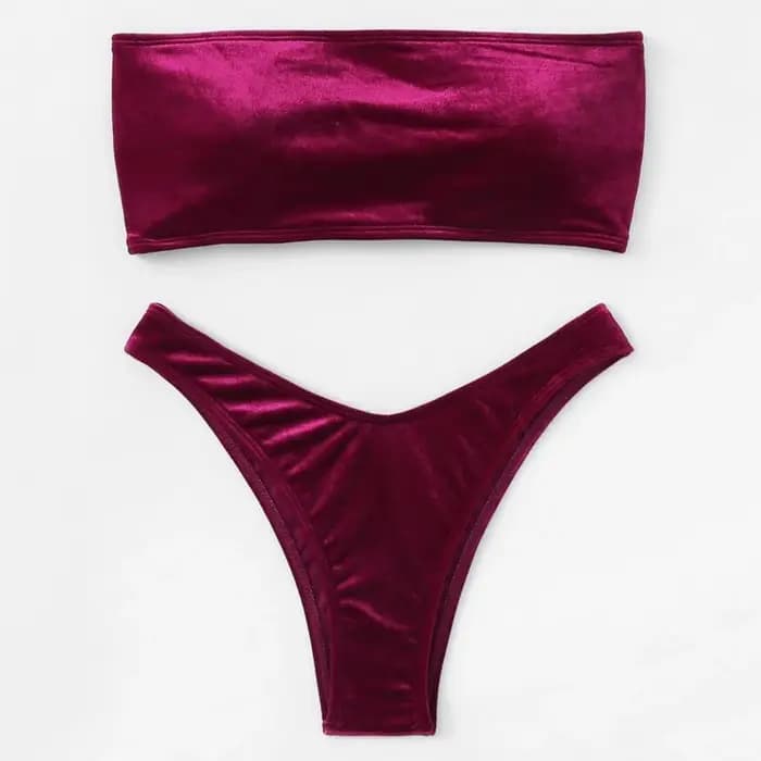 Velours Bikinis 2025 femmes brésilien Bandeau maillot de bain solide Sexy maillots