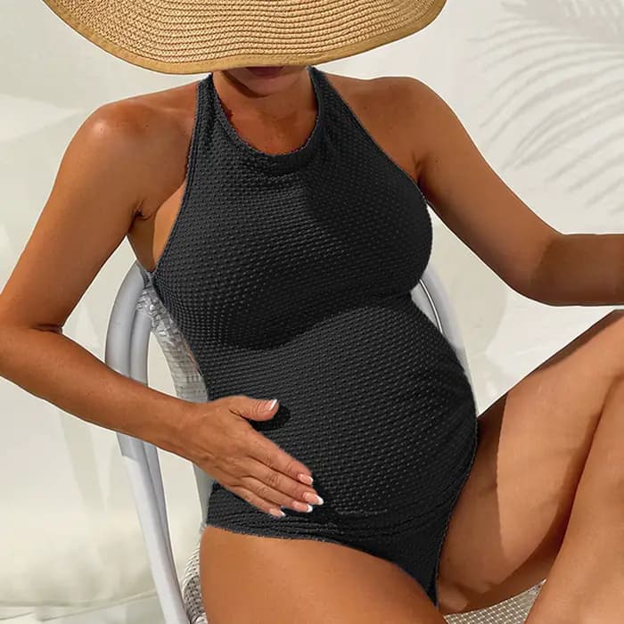 Maillot de bain monokini pour femmes enceintes, couleur unie, sexy, grande taille, bikini triangle,