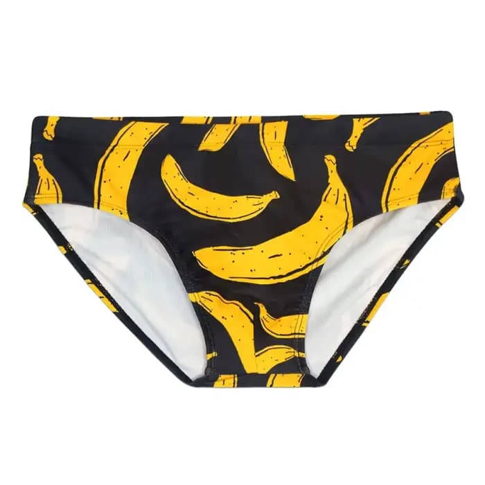 Slip de bain amusant imprimé banane pour hommes