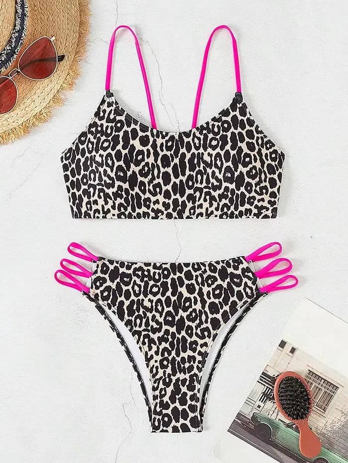 Micro bikini léopard sexy 2026 pour femme, maillot de bain taille haute, ensemble de bikinis brésili