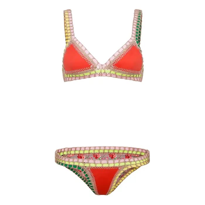 AndrCrochet Floral Bikini Set pour femmes, Réversible, Fait à la main, Destroy, Unique, Boho Bathing, Summer Vacation, Sexy Swimsuit