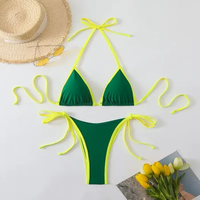 Tenues de Vacances Ensembles de Bikinis pour Femmes Bikinis Micro String Brésiliens Sexy Maillots de Bain Deux Pièces Triangle Maillots de Bain Bloc