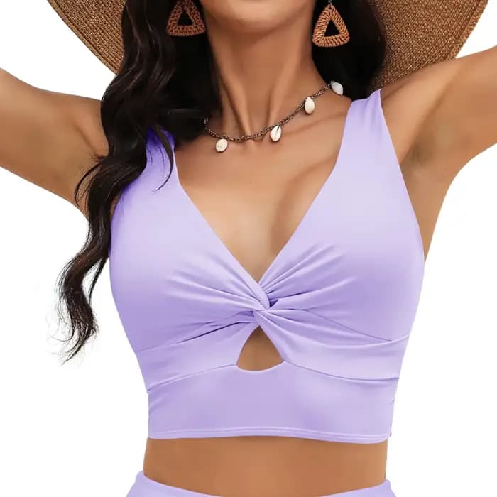 Maillot de bain pour femme haut couleur unie Bikini