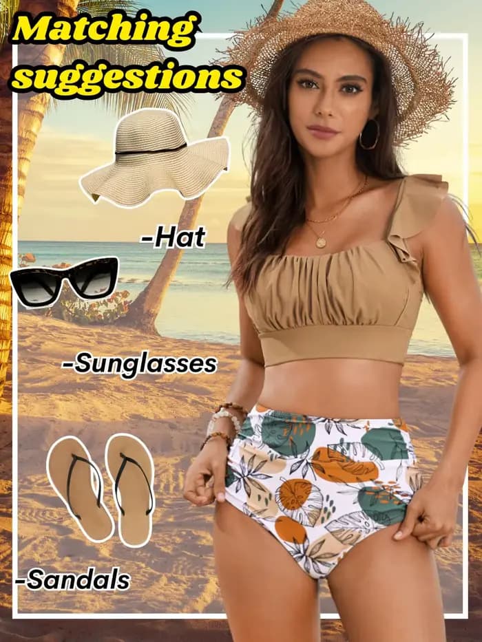 Ensemble Bikini 2 pièces taille haute pour femmes