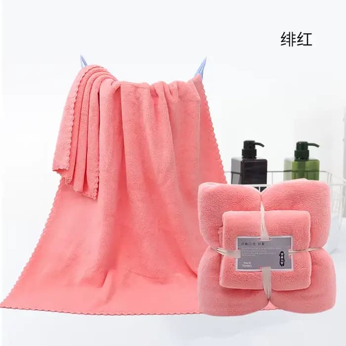 Ensemble de serviettes de bain en velours corail, 2 pièces, Super douces, très absorbantes, à séchage rapide, pour adultes, hôtel et Spa