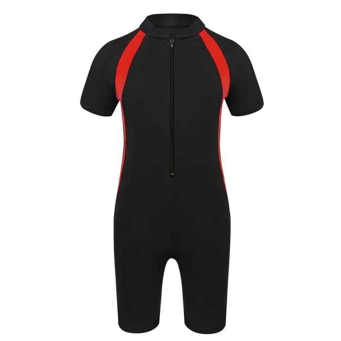 Combinaison de plongée une pièce à manches courtes zippée pour filles