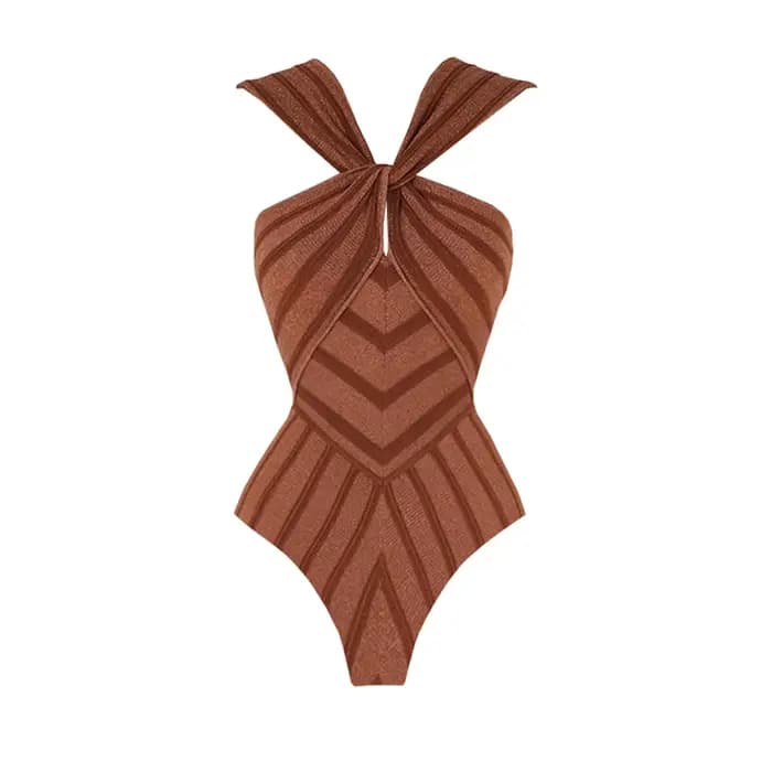 2 pièces maillot de bain rayé avec jupe longue Sexy femmes Bikini