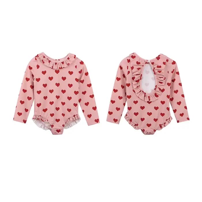 Maillot de bain une pièce à manches longues pour filles, motif floral mignon, nouvelle collection été 2026, vêtements de bain pour enfants