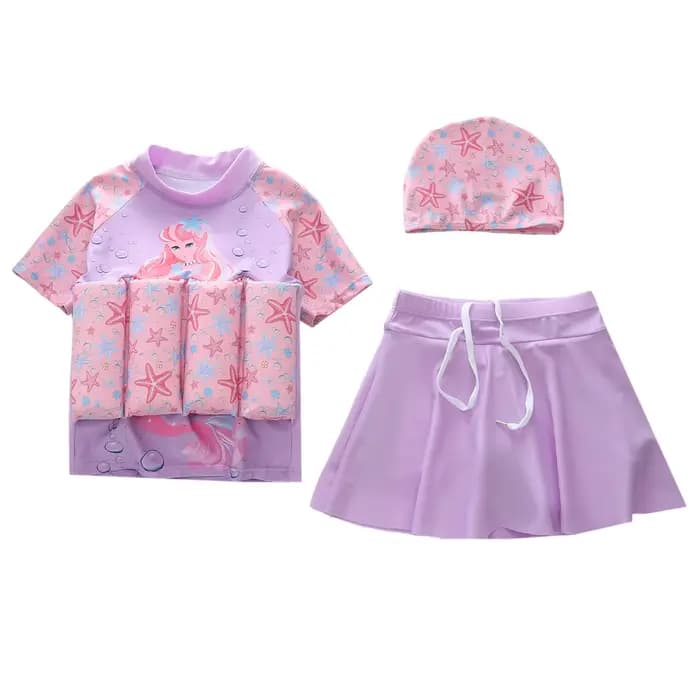 Ircomll nouveaux enfants flottaison maillots de bain enfant en bas âge fille 3 pièces maillots de bain enfants princesse flottabilité maillots de bain enfants plage maillot de bain