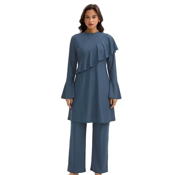 Maillots de bain modestes pour femmes musulmanes, à volants, couvrants, burkini islamique arabe, 3 pièces, vêtements de bain