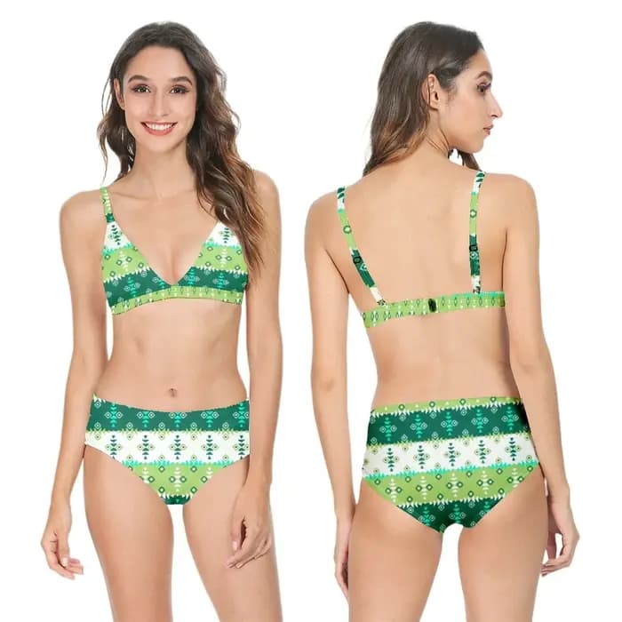 Femmes Sexy Bikini maillot de bain taille haute imprimé géométrique décontracté à la mode dos nu maillots