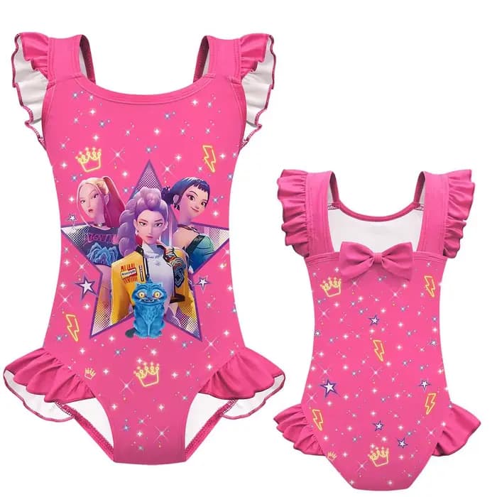 Maillot de bain Kpop pour filles, maillots de bain une pièce K-pop, ensemble de maillots de bain pour petites filles