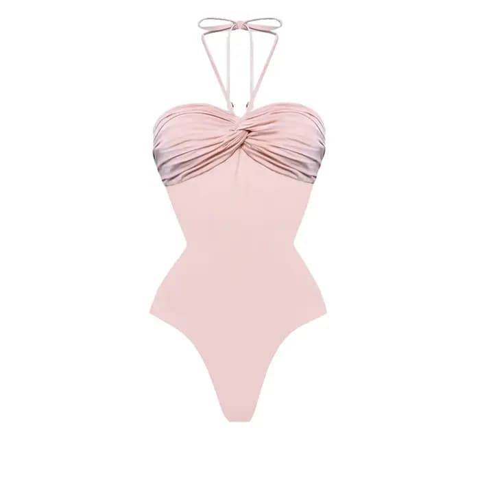 Rose 2 pièces licou maillot de bain 2026 Bandeau Biquini Sexy Bikini femmes maillots