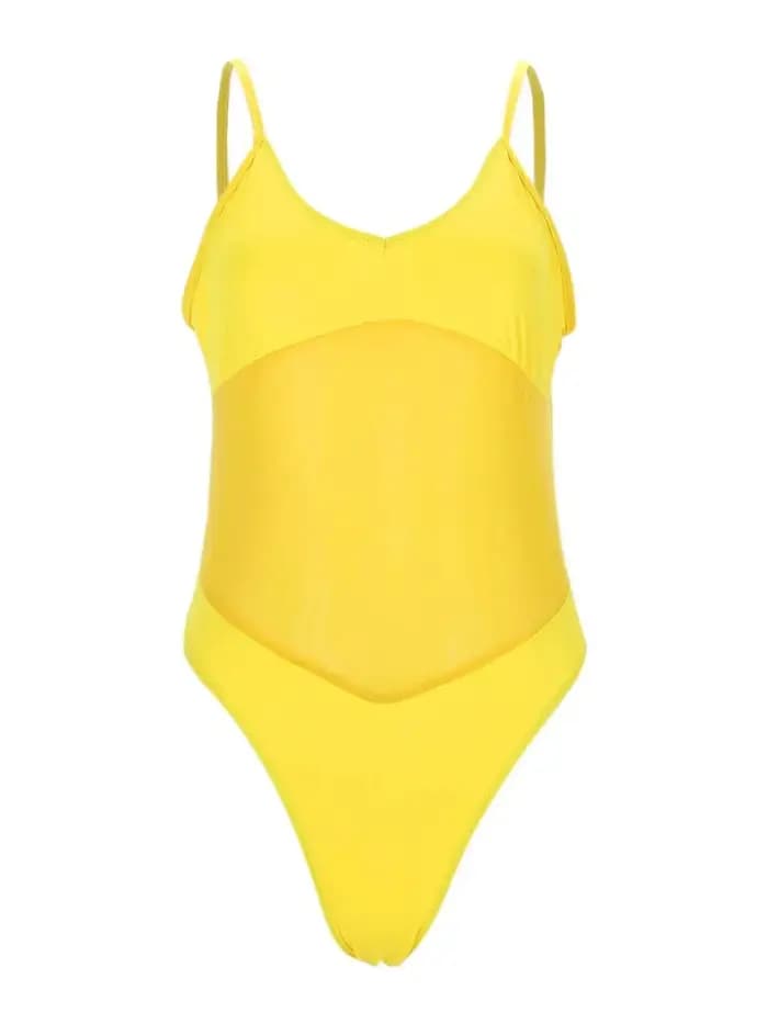 Maillot de bain une pièce en maille transparente pour femmes