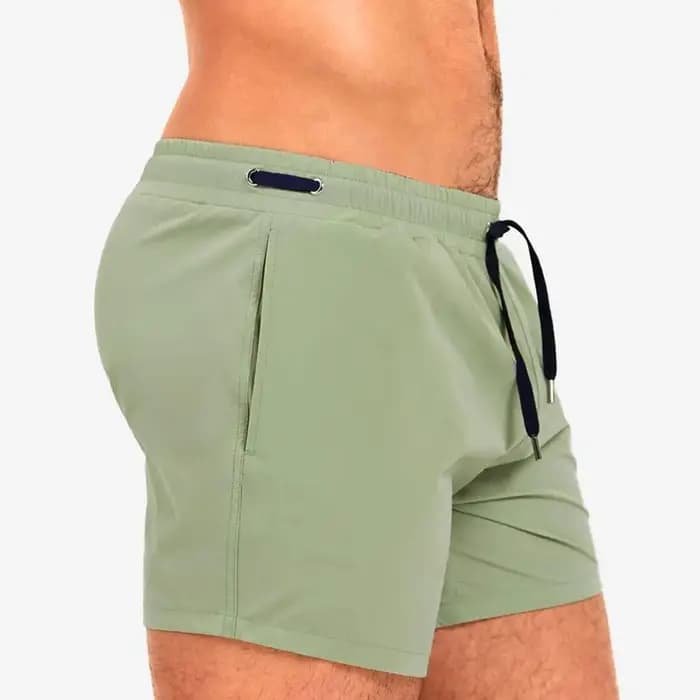 UXH-Short de bain moulant pour homme, culotte de plage, couleur unie