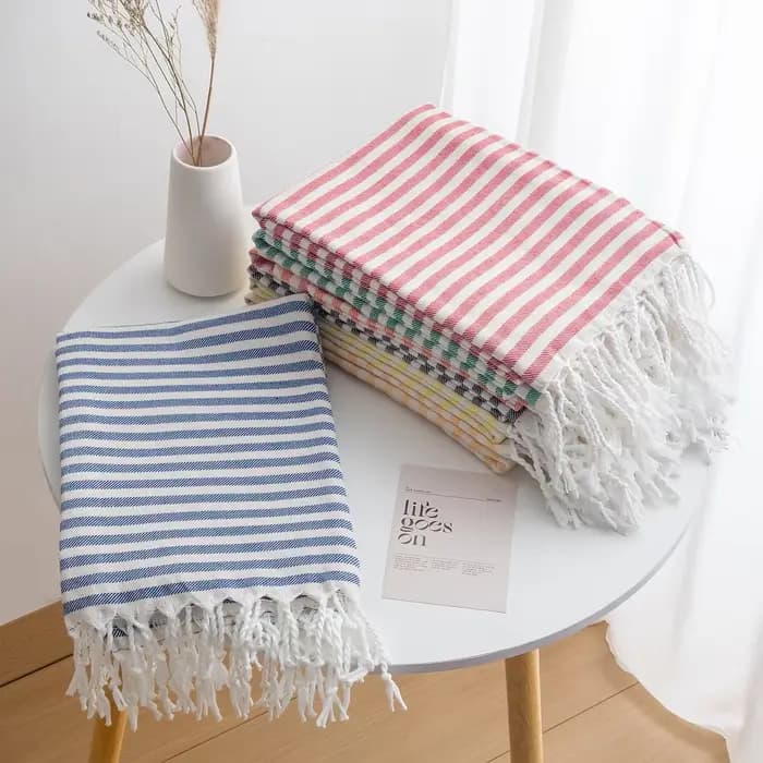 Serviette de plage turque rayée en coton 90*180CM, serviette de bain à franges pour sauna, spa, gym, sport, fitness, cuisine, douce, absorbante, séchage rapide