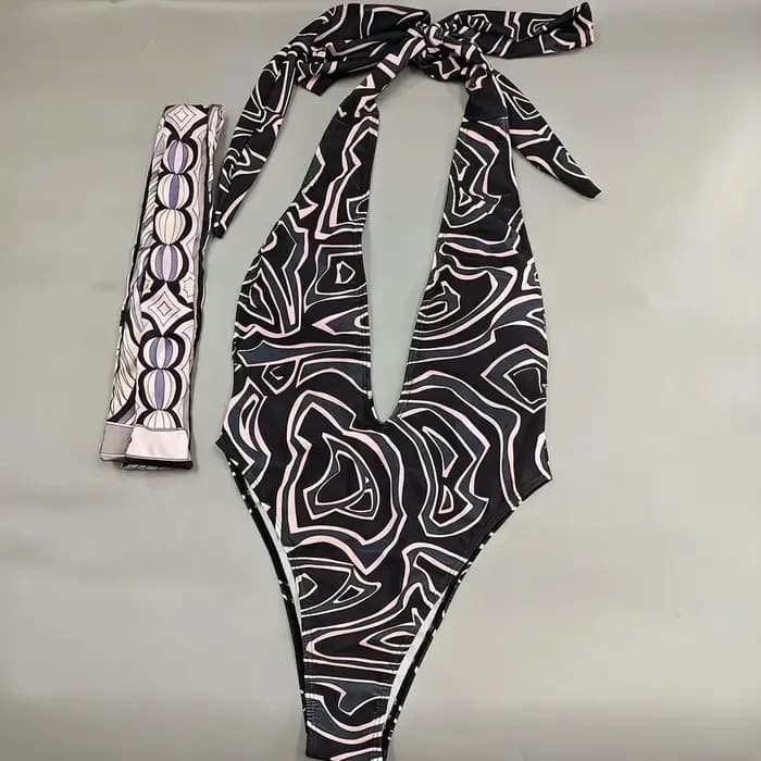 Nouvel ensemble bikini foulard bandeau femme 2026 au design classique avec logo signature lettre