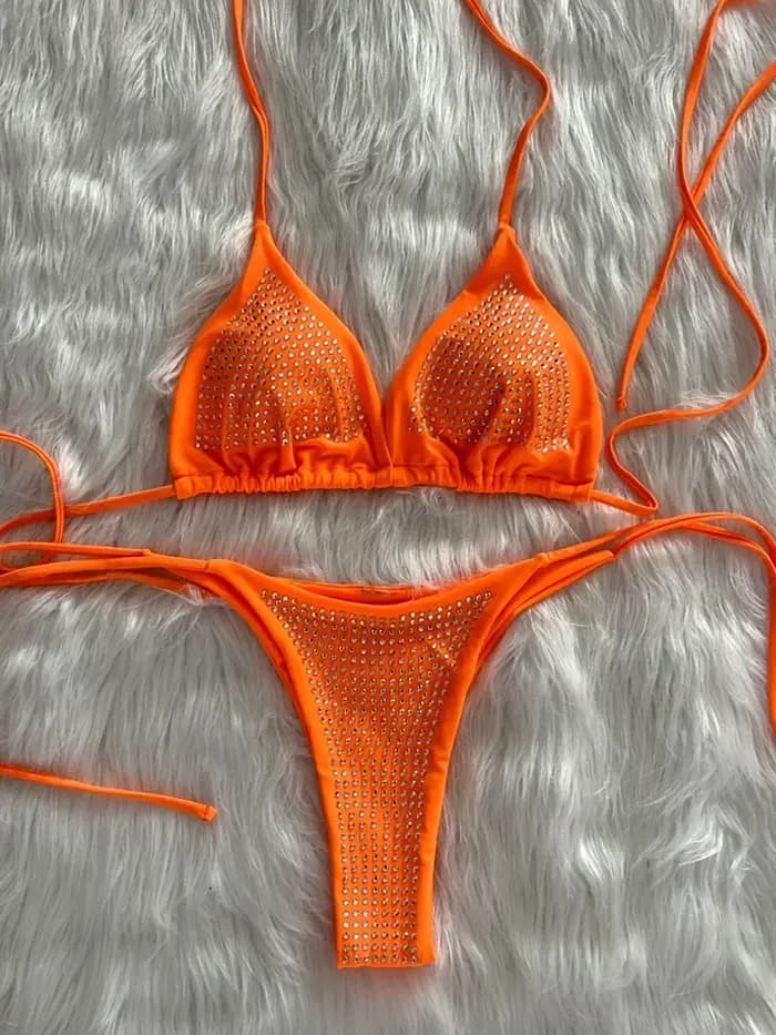 Brillant paillettes diamant Bikini femmes maillots de bain femme maillot