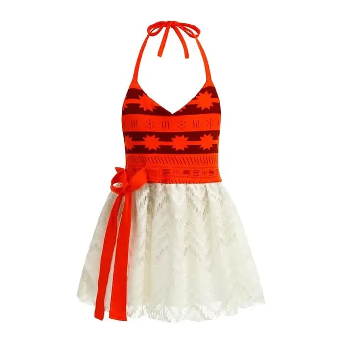 Ensemble maillot de bain et robe deux pièces Moana Vaiana polynésien pour filles, idéal pour les vac