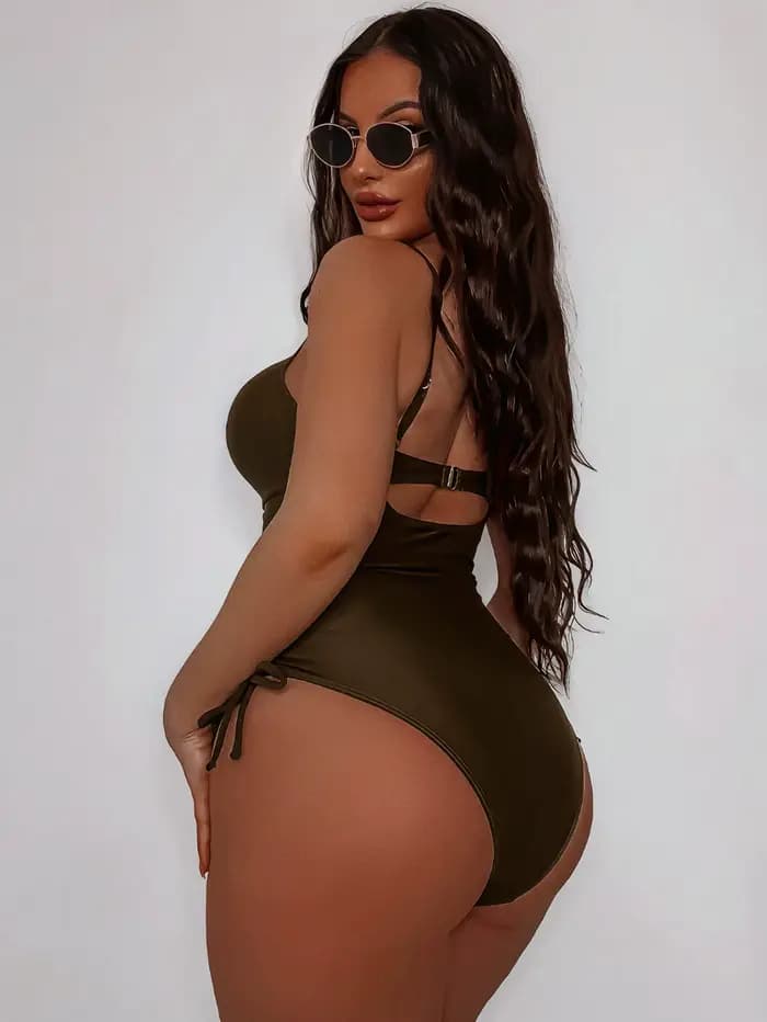 Maillot de bain une pièce pour femme, bikini sexy, couleur unie, monikini, string de proximité, vêtements de plage féminins, livraison directe