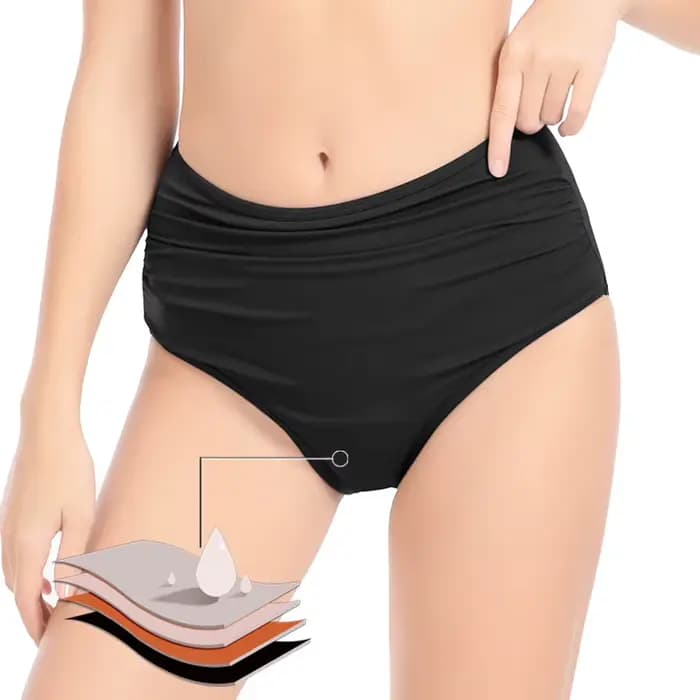 Maillot de bain menstruel 4 couches anti-fuite, bas de Bikini, vêtements de plage absorbants, culotte menstruelle à flux lourd, grande taille