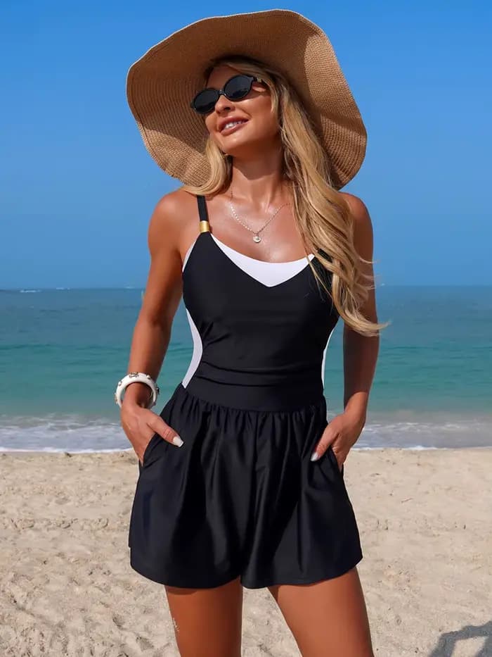 Maillot de bain une pièce pour femmes, avec poches, grande taille, vêtements de plage, XXL, nouvelle collection 2026