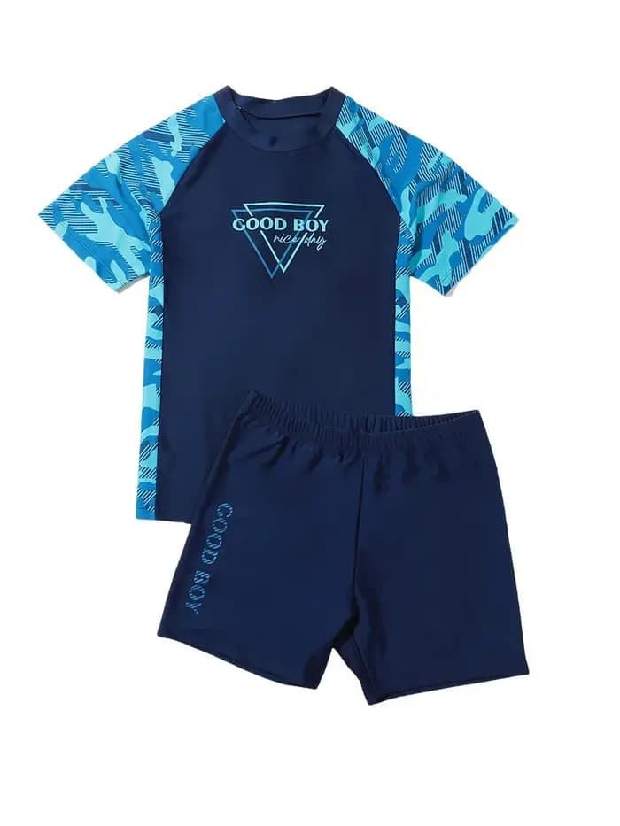 Maillot de bain deux pièces pour garçons, collection été 2026, short de bain à séchage rapide, protection solaire, confortable, ensemble de natation pour enfants
