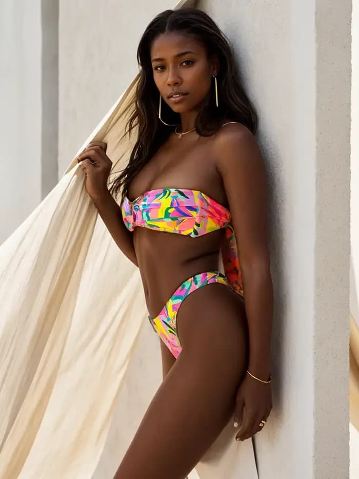 Maillot de bain bandeau sexy à motifs floraux pour femme 2026 – Ensemble bikini string féminin pour l'été et la plage