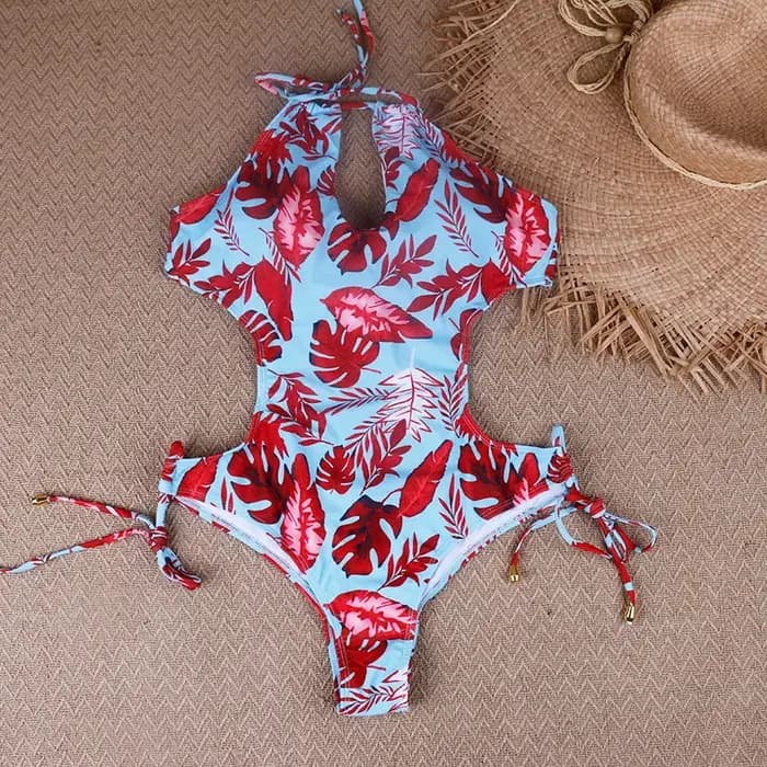 Maillot de bain une pièce extensible pour femmes, Monokini, col licou, dos nu, sexy, vêtements de plage, XL, été