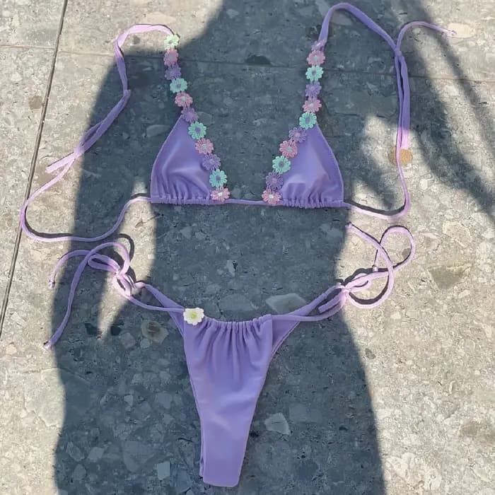 Blanc fleur Bikini Mirco maillot de bain femmes Sexy maillots de bain femme Bandeau Biquini Push Up maillot de bain brésilien maillots de bain maillots de bain