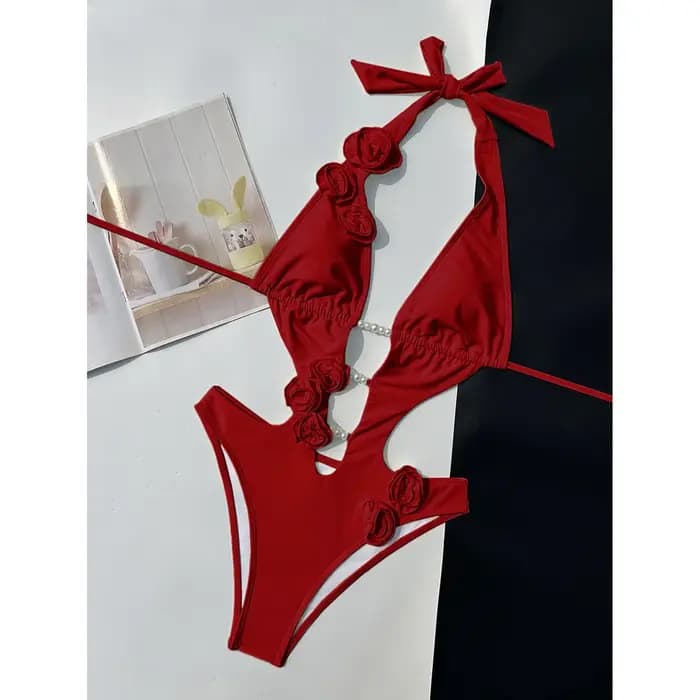 Maillot de bain rose rouge