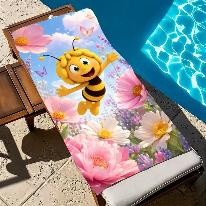 Serviette de plage Cartoon M-Maya the Bee, serviette de bain absorbante à séchage rapide pour la natation, la gym, le camping, les activités de plein air