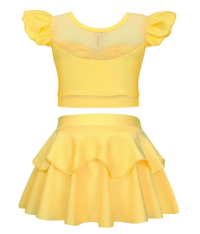 Maillot de bain pour filles sur le thème de Belle, inspiré de La Belle et la Bête, avec broderie florale et lunettes de soleil assorties pour fête au bord de la piscine