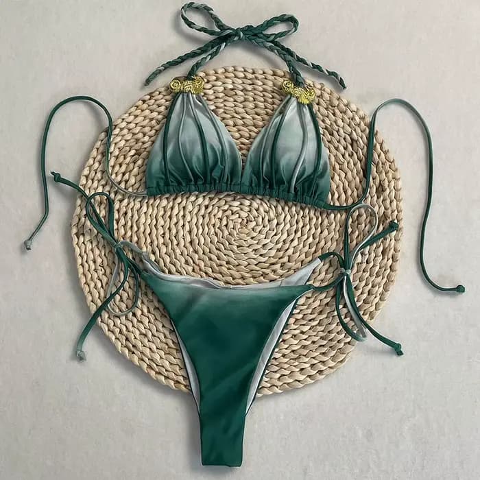 DEBAIOR maillot de bain 2025 femmes tendance maillots de bain deux pièces costumes cravate-teinture Bikini plage maillot de bain réglable licou cou sangle string