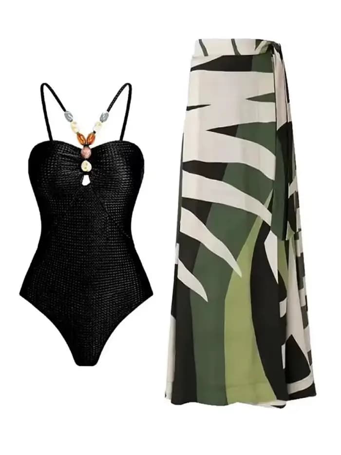Deux pièces Bikinis maillot de plage 2024 femmes Sexy cordon body avec jupe longue été femme bain natation Biquini ensem