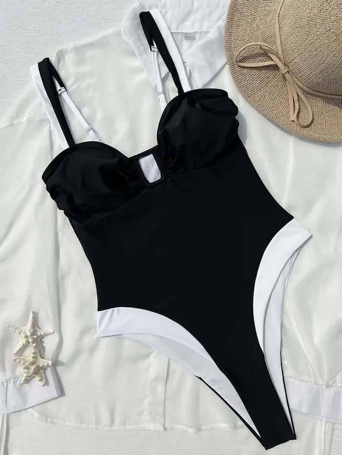 2025 épissage col en U jambe haute coupe une pièce maillot de bain femmes maillots de bain femme Mon