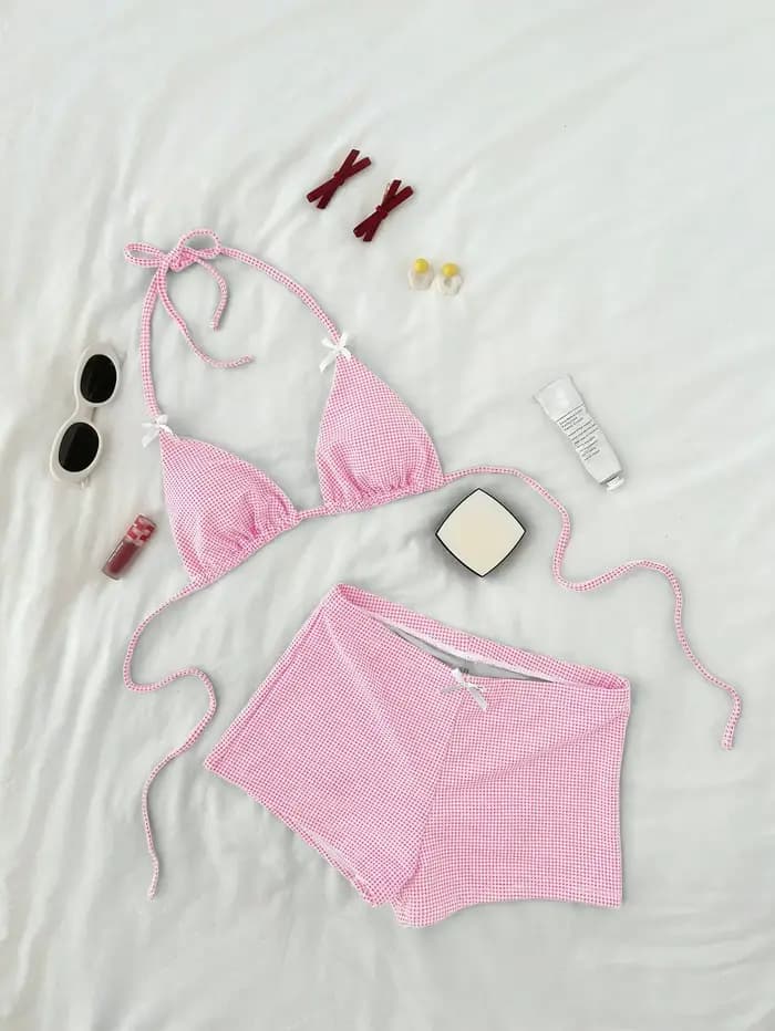 Maillot de bain tankini à carreaux 2026 pour femme