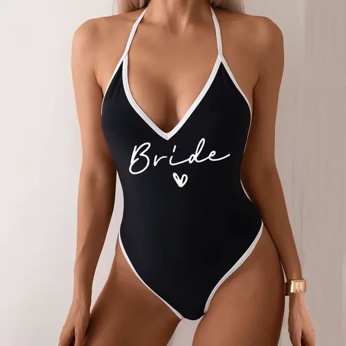 Femmes maillots de bain de mariée rembourré maillot de bain équipe mariée une pièce Bachelorette fête body poule fête maillot de bain mariage maillots de bain