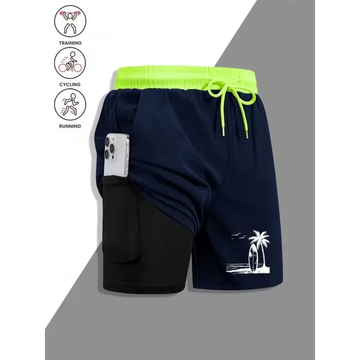 Shorts de bain à séchage rapide pour hommes avec design de type boardshort - Légers