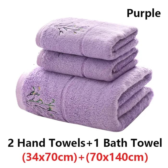 Ensemble de serviettes en Fiber de bambou brodées pour adultes, serviette de bain Super absorbante de couleur unie de haute qualité, serviettes de bain et essuie-mains pour la maison