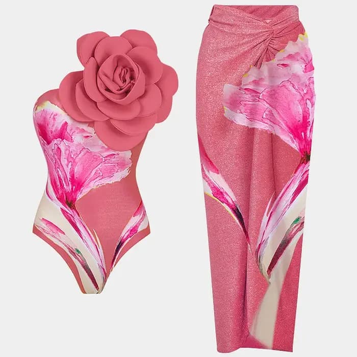 Maillot de bain une pièce pour femmes 2025, maillot de bain imprimé avec de grandes fleurs 3D, monokini sexy, maillot de bain pour filles, plage d'été