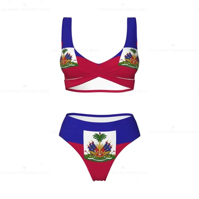 Haïti drapeau femmes Bikini ensemble maillot de bain Push Up maillot de bain pour femme maillot de b