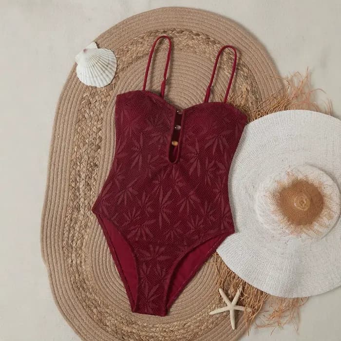 Nouveau Maillot de Bain Femme 2026 – Bikini Floral Conservateur Perlé, Maillot de Bain Une Pièce Séchage Rapide en Tissu Polyester pour la Natation